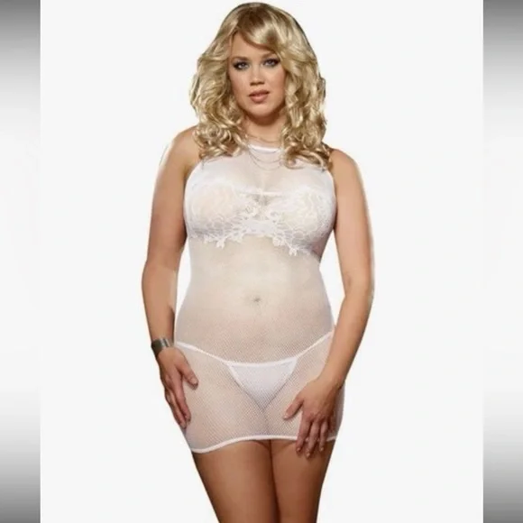 Dreamgirl | Intimates & Sleepwear | Dreamgirl Lingerie Sexy Plus Size Queen  Size Diva Fishnet Halter Chemise Set
